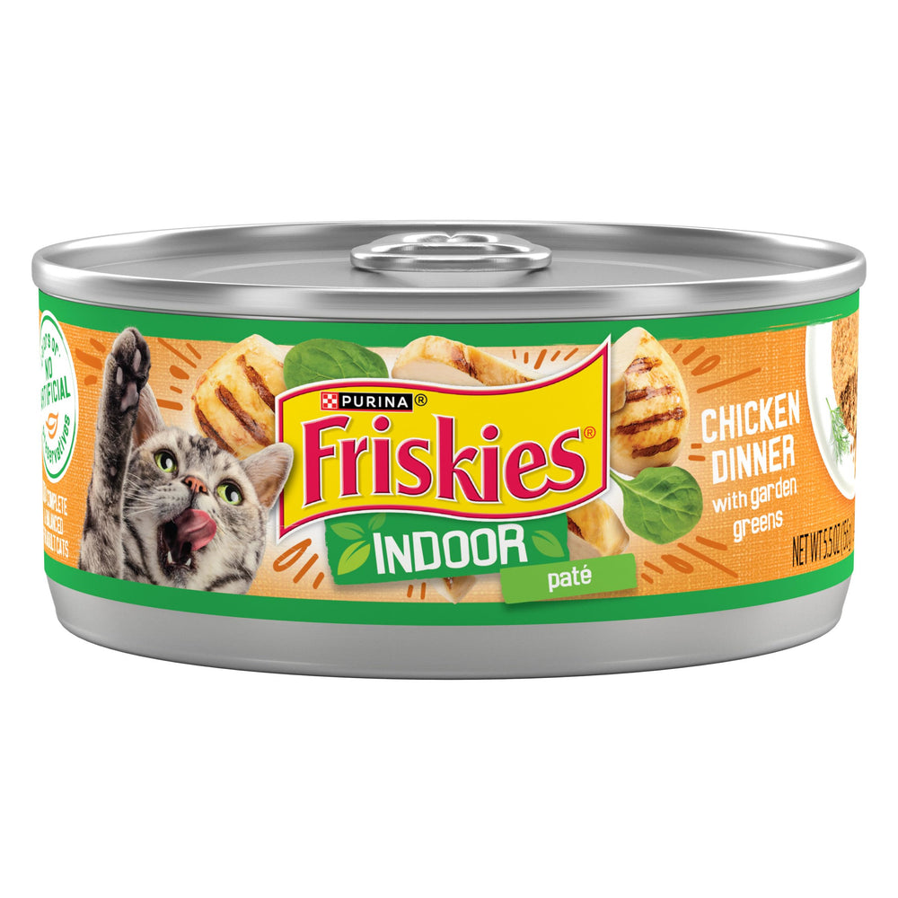Friskies Indoor Pâté Poulet, jardins verts : stimule l'appétit et l'intérêt visuel du repas.