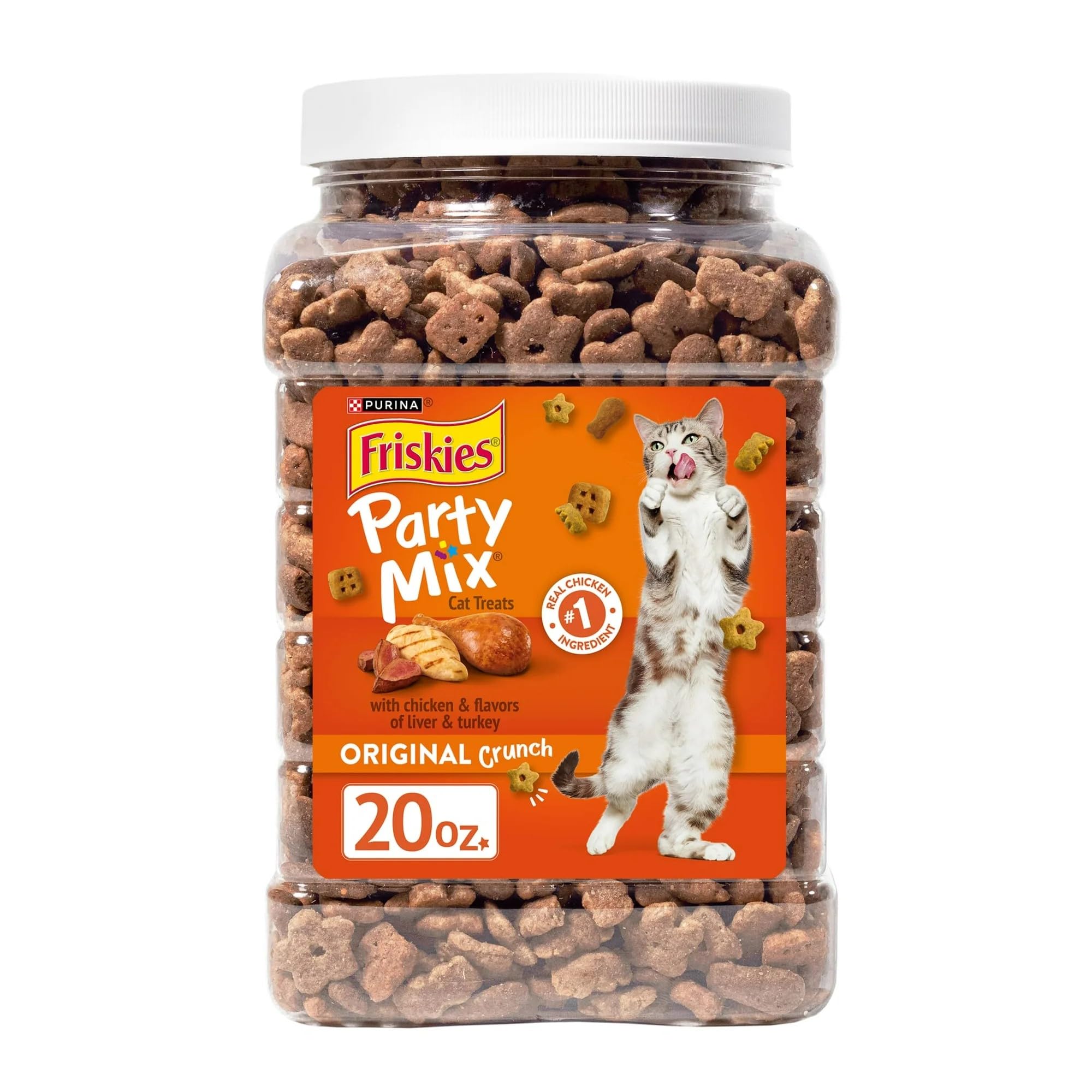 Friandises Friskies au poulet, croquant plaisant pour récompenser le chat.