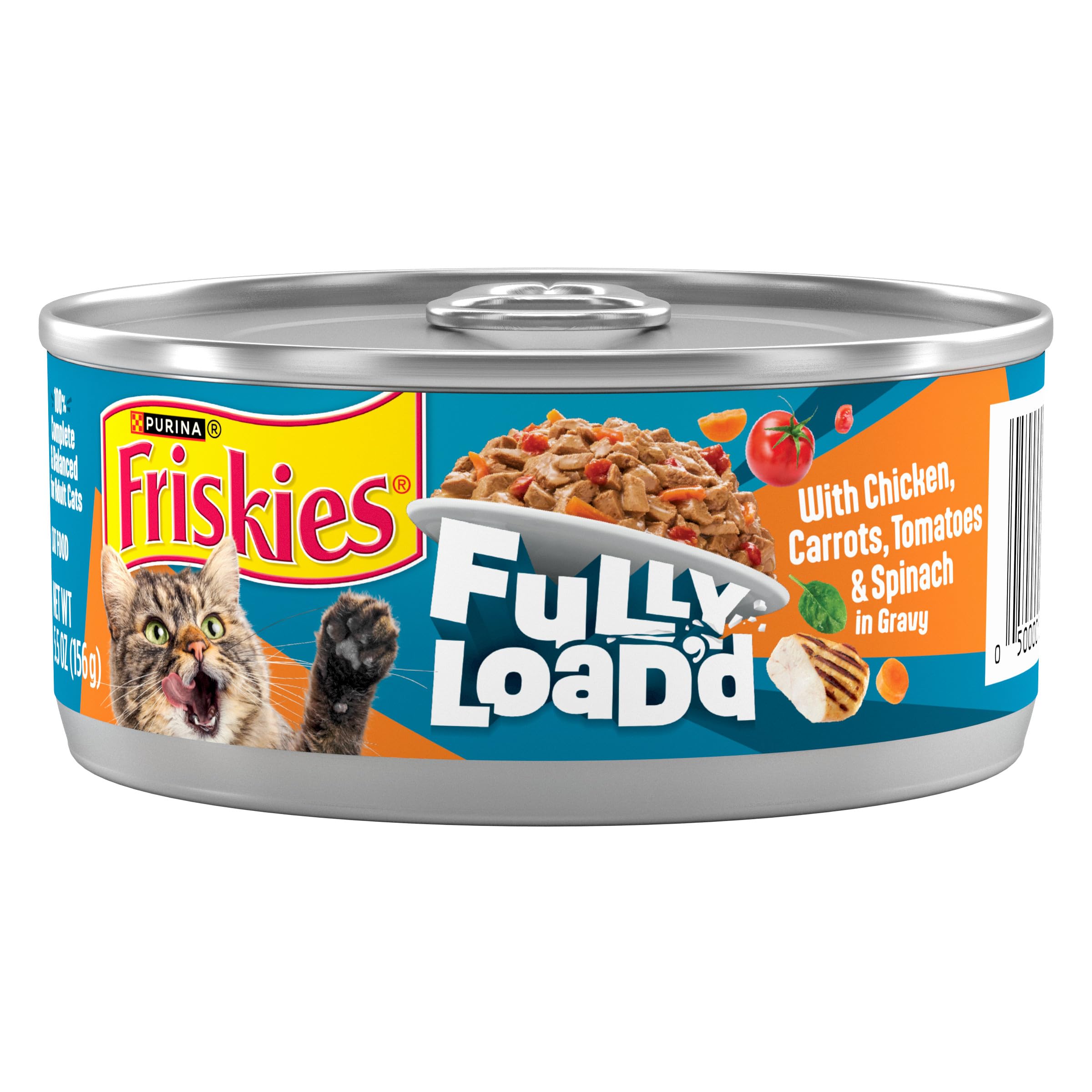Friskies Fully Load’d poulet et légumes en sauce, bouchées copieuses pour repas quotidien.