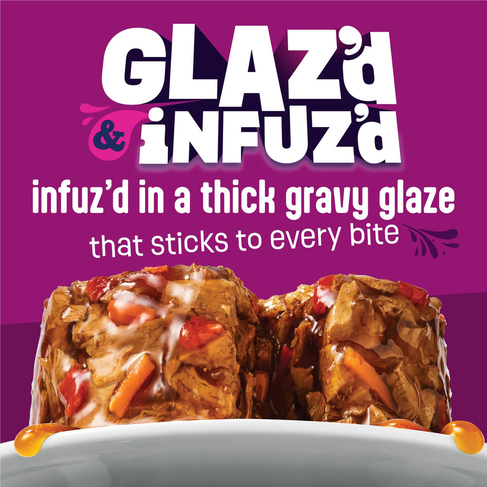 Nourriture humide Friskies Glaz’d Infuz’d avec crabe, portions savoureuses.