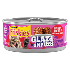 Friskies Glaz’d Infuz’d au crabe, morceaux en sauce invitants pour chats adultes.