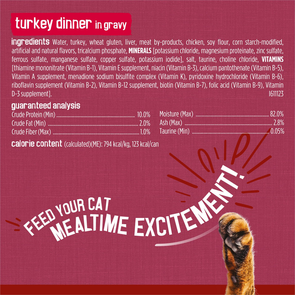 Friskies Gravy taurine, aide à soutenir une vision saine.