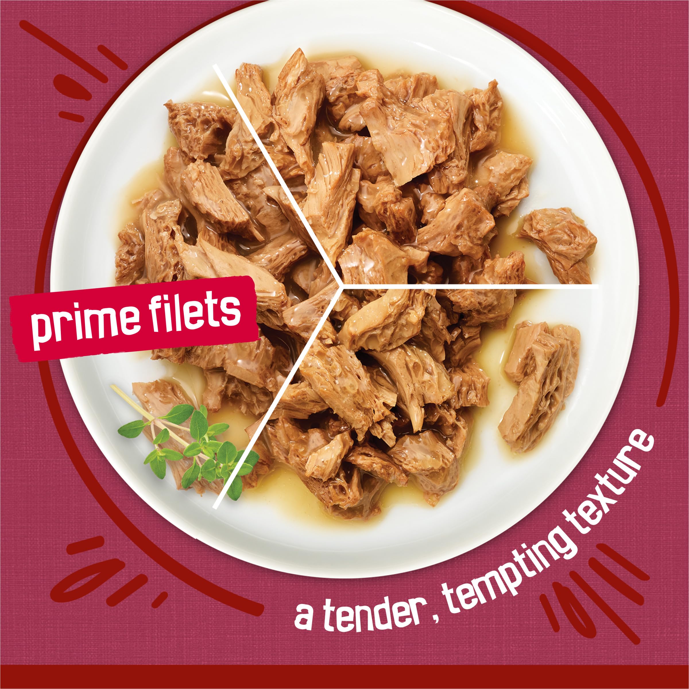 Friskies Gravy variété de 3 recettes pour diversifier l'alimentation du chat.