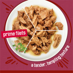 Friskies Gravy variété de 3 recettes pour diversifier l'alimentation du chat.