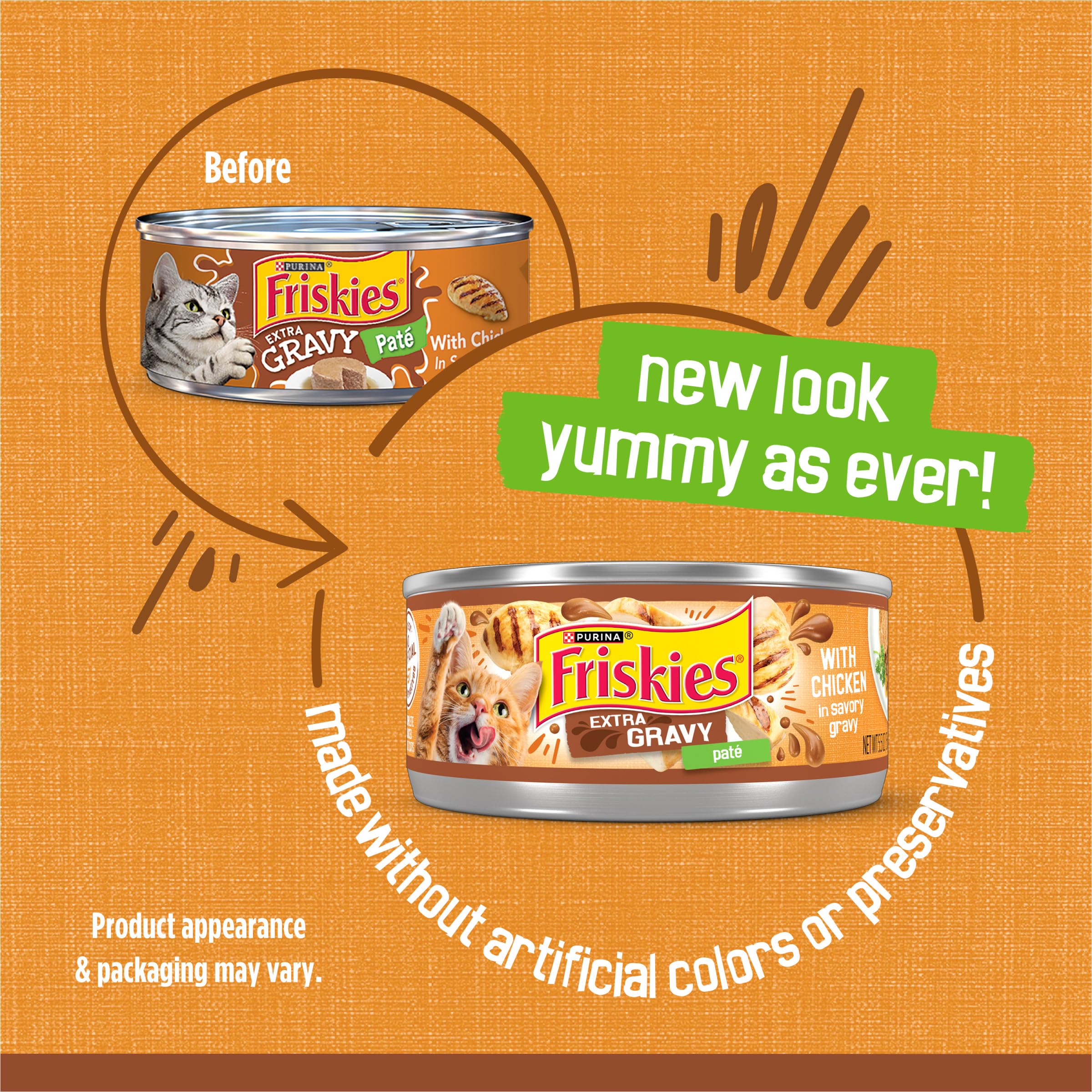 Friskies Gravy Pate, texture lisse – stimule l’envie de manger et l’hydratation.