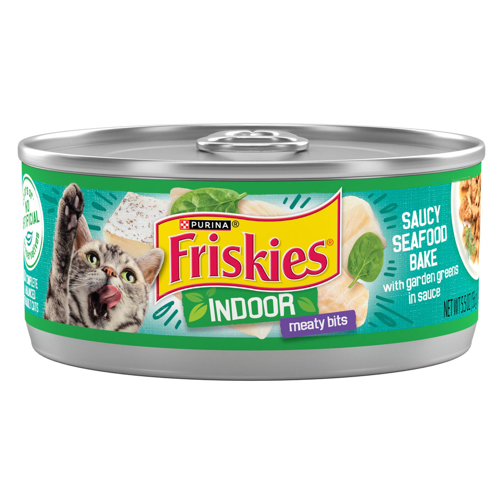 Friskies Indoor Boîte Poisson, repas complet apprécié par les chats adultes.