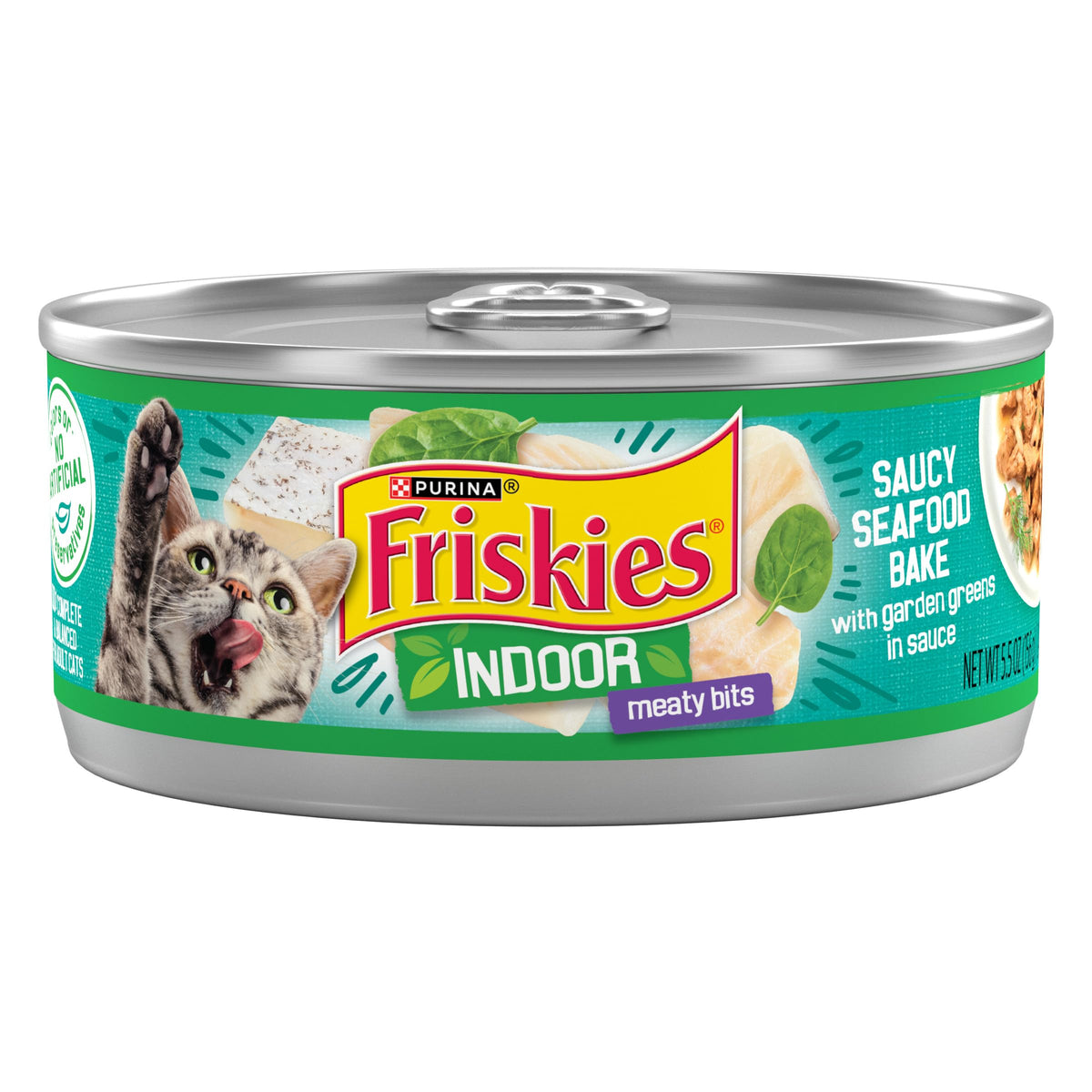 Friskies Indoor Boîte Poisson, repas complet apprécié par les chats adultes.