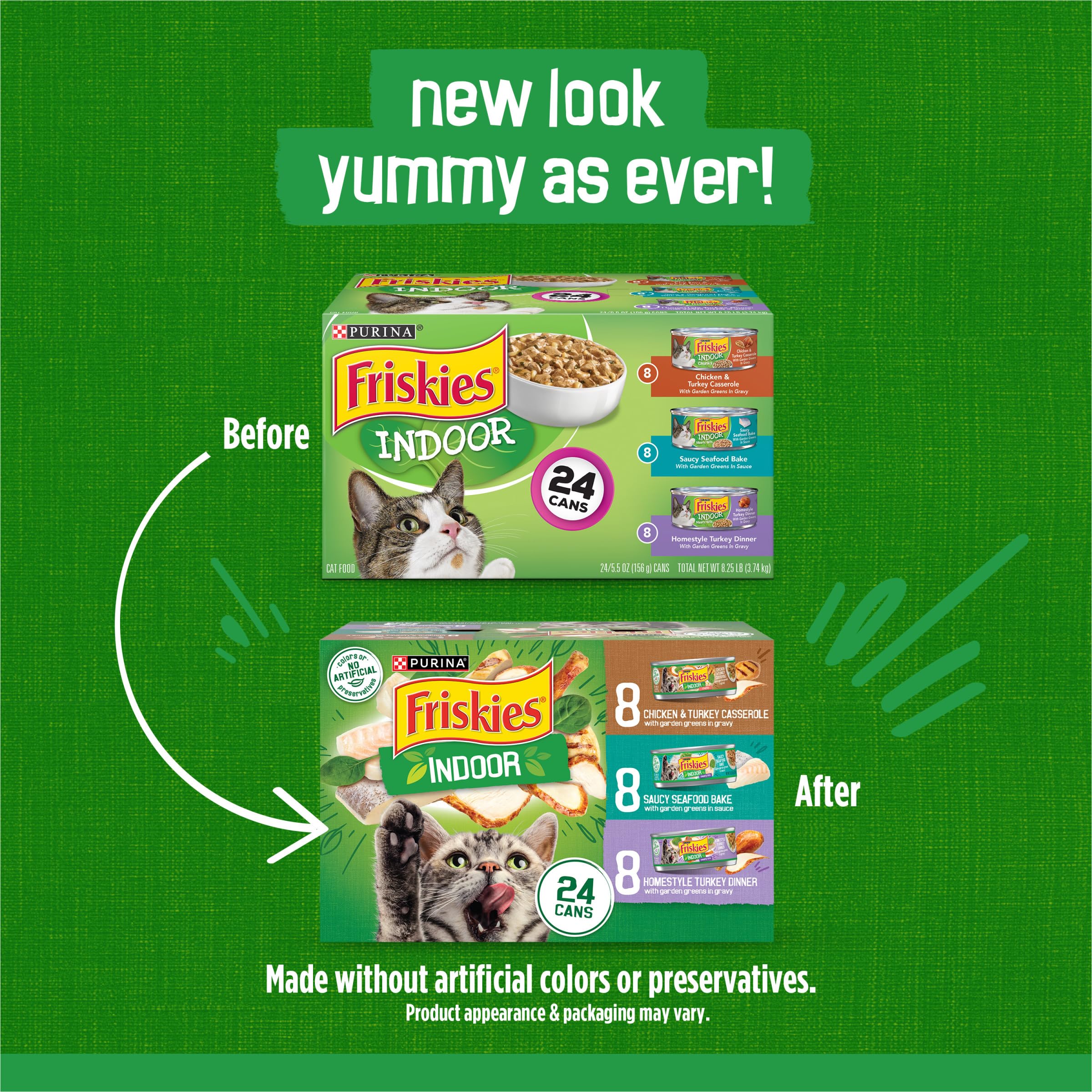 Purina Friskies Indoor fruits-de-mer-gratin, saveur tentante et arôme agréable pour chats.