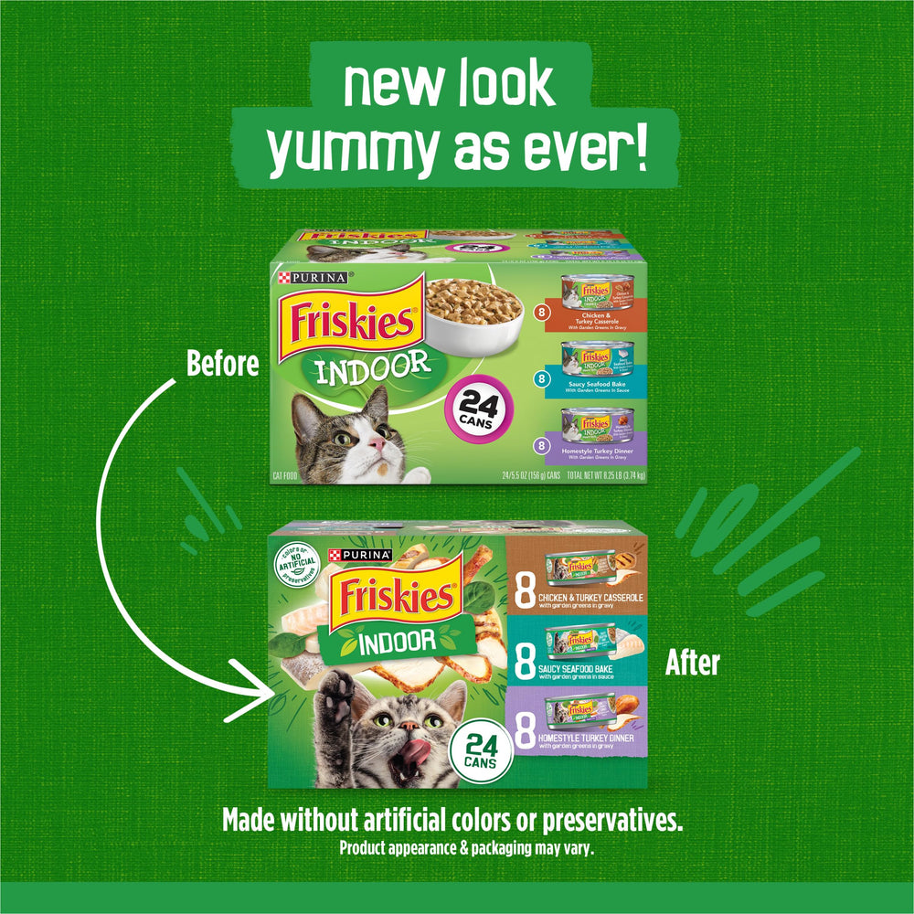 Purina Friskies Indoor fruits-de-mer-gratin, saveur tentante et arôme agréable pour chats.