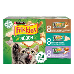 Purina Friskies Indoor poulet-dinde casserole, repas humide délicieux pour chats d'intérieur.
