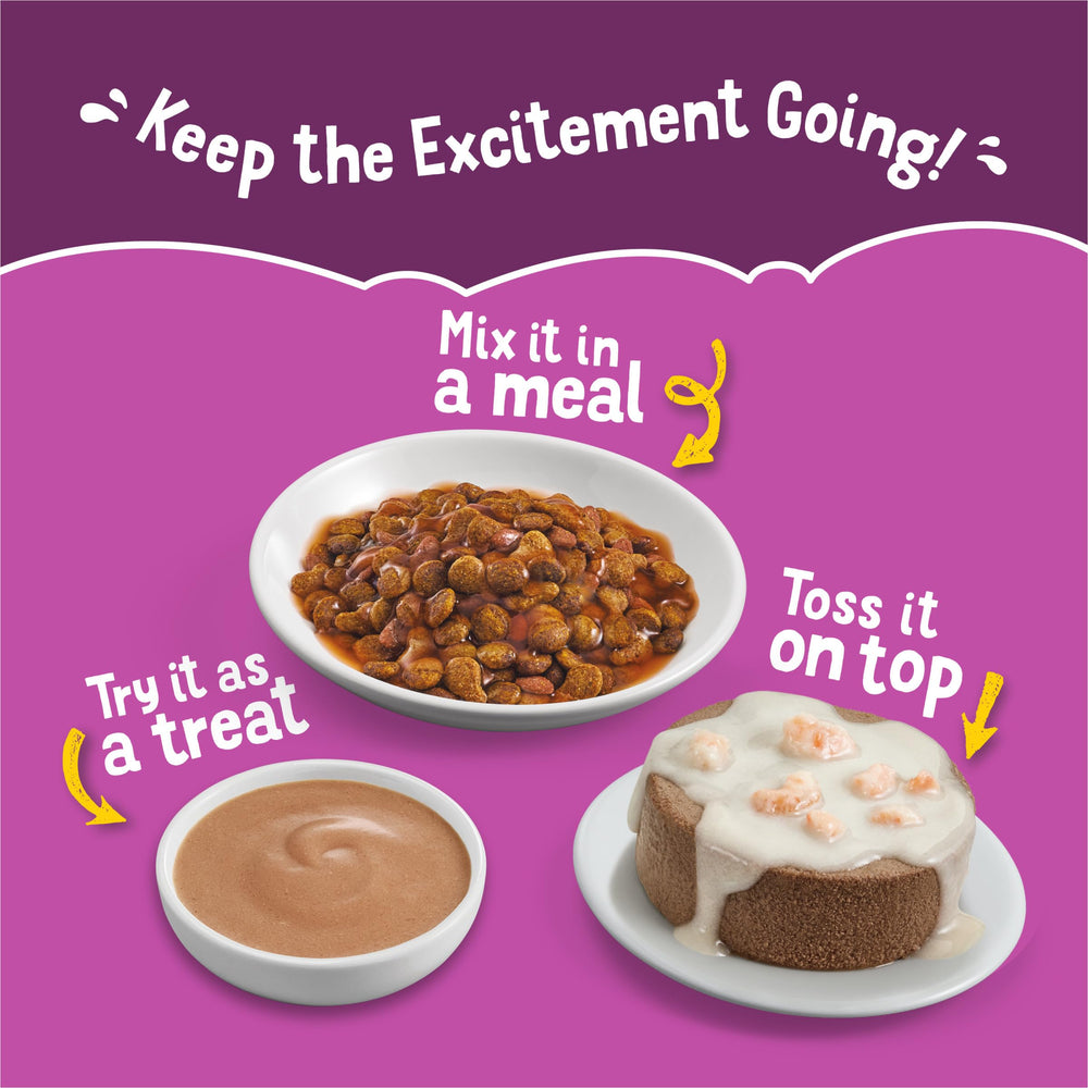 Friskies Lil' Bits n’ Broth saumon, jus appétissant et hydratation légère.