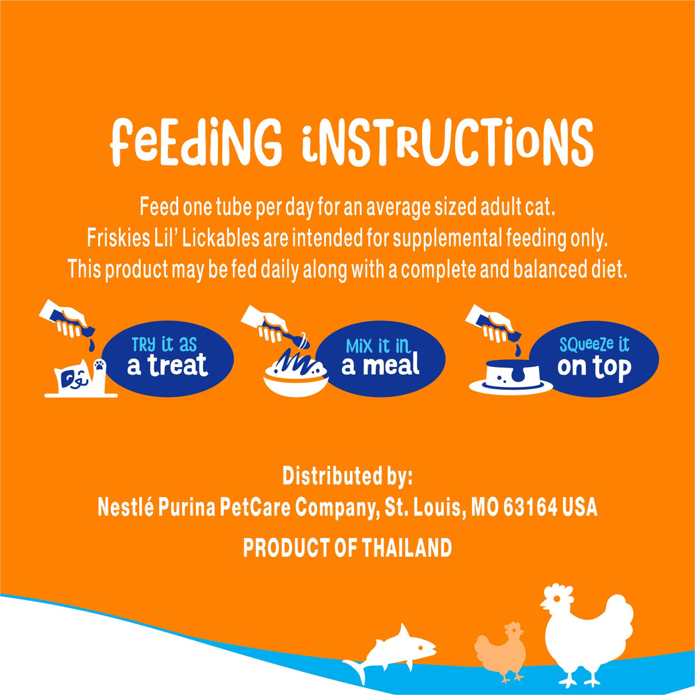 Friskies Lil’ Lickables poisson blanc océan purée, topping simple sur croquettes