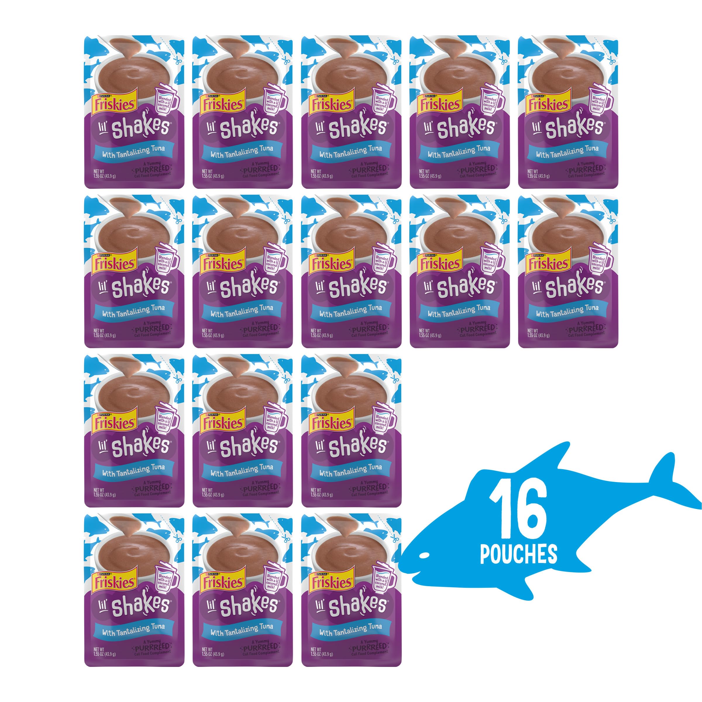 Friskies Lil' Shakes purée chat thon coco-lait, douceur sensorielle
