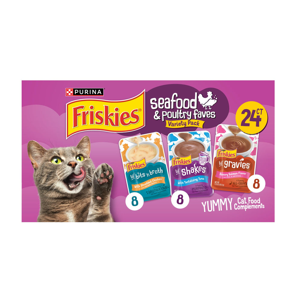Friskies Lil' Shakes au thon avec lait de coco, hydratation délicate pour chats adultes.