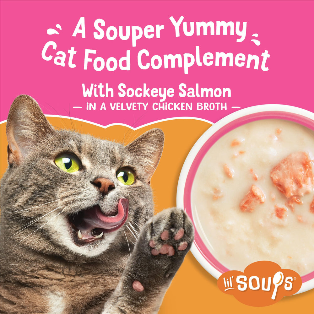 Purina Friskies Lil’ Soups cups pratiques, idéal comme topper pour croquettes.