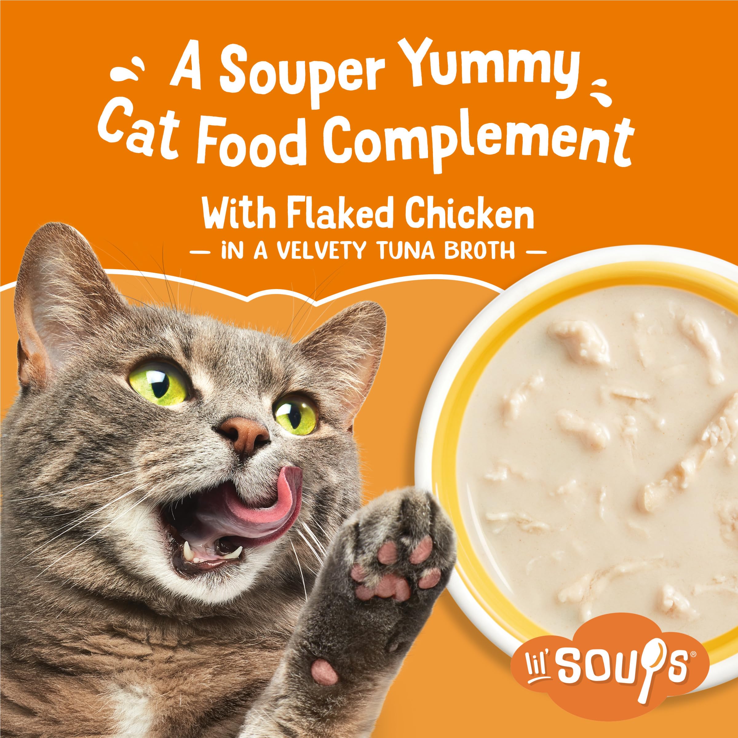 Friskies Lil' Soups: poulet en flocons dans bouillon velouté au thon.