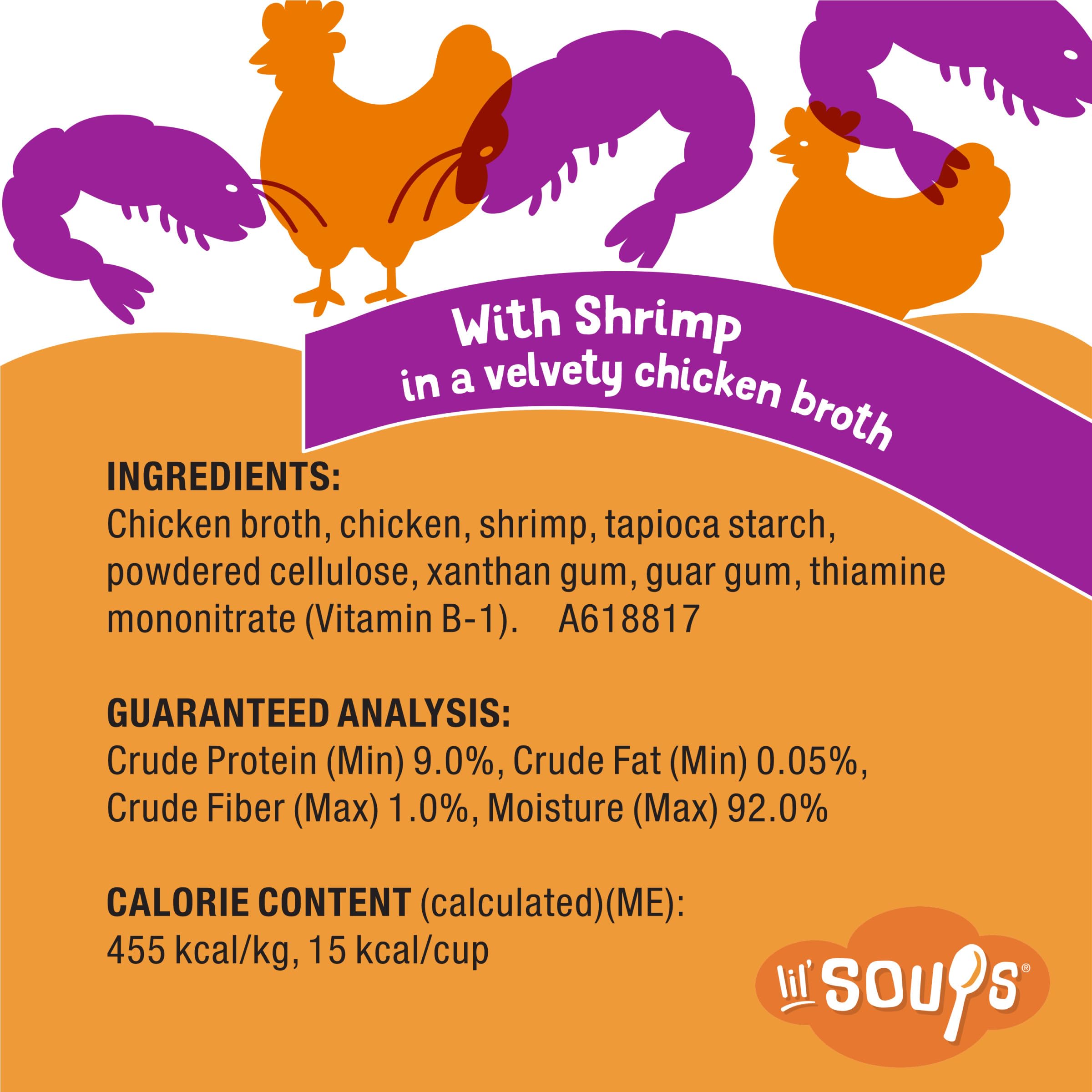 Étiquette Friskies Lil’ Soups indiquant l’absence de colorants artificiels
