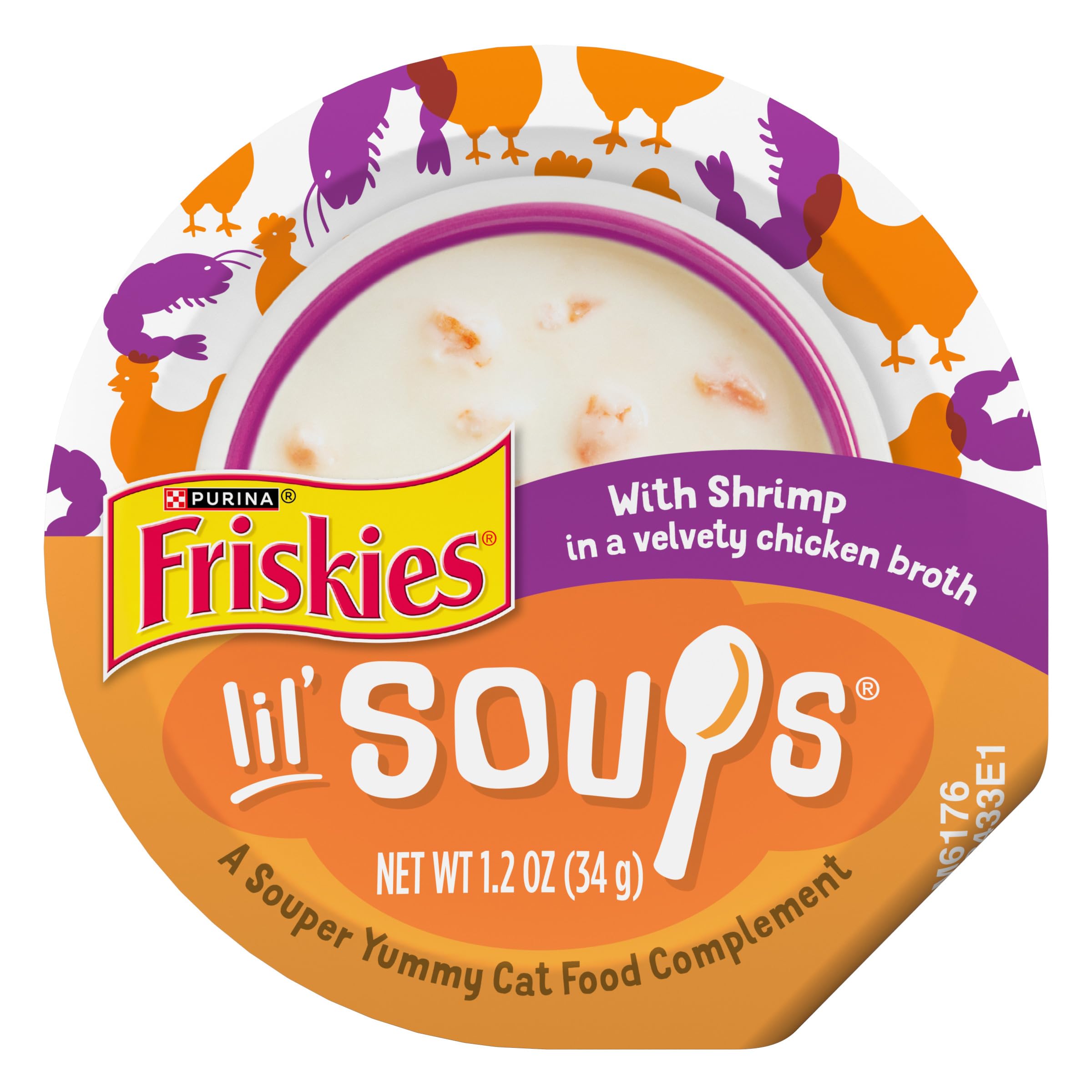 Friskies Lil’ Soups Topper au poulet et crevettes en tasse, goût savoureux et pratique
