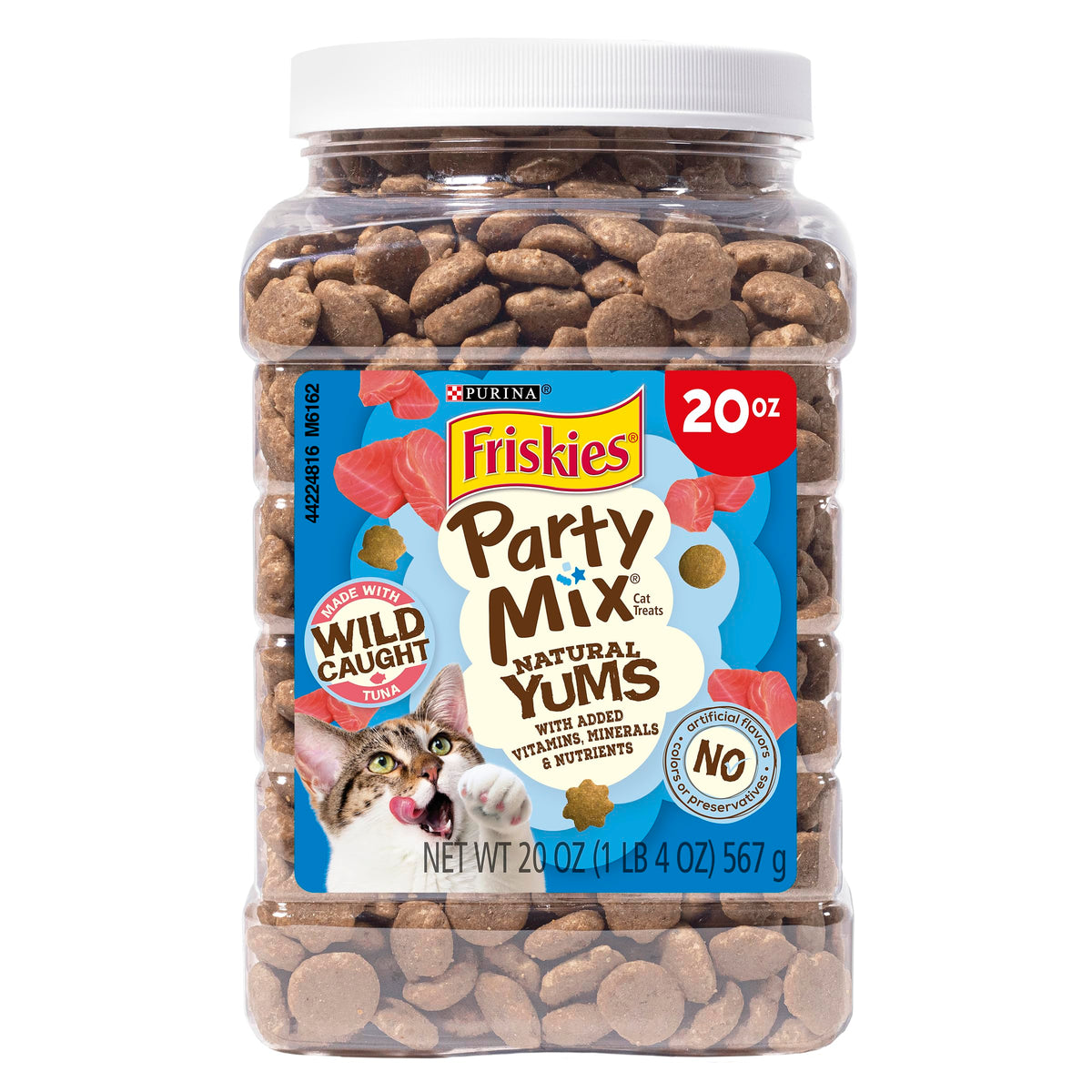 Purina Friskies Mélange Festif Délices Thon Sauvage, croquant stimulant l’hygiène dentaire.