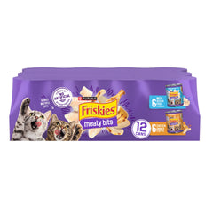 Purina Friskies Morceaux de Viande Poisson et Poulet dans sauce nappante, repas appétissant.