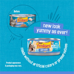 Purina Friskies morue blanche et sardines, texture émiettée agréable pour le repas.