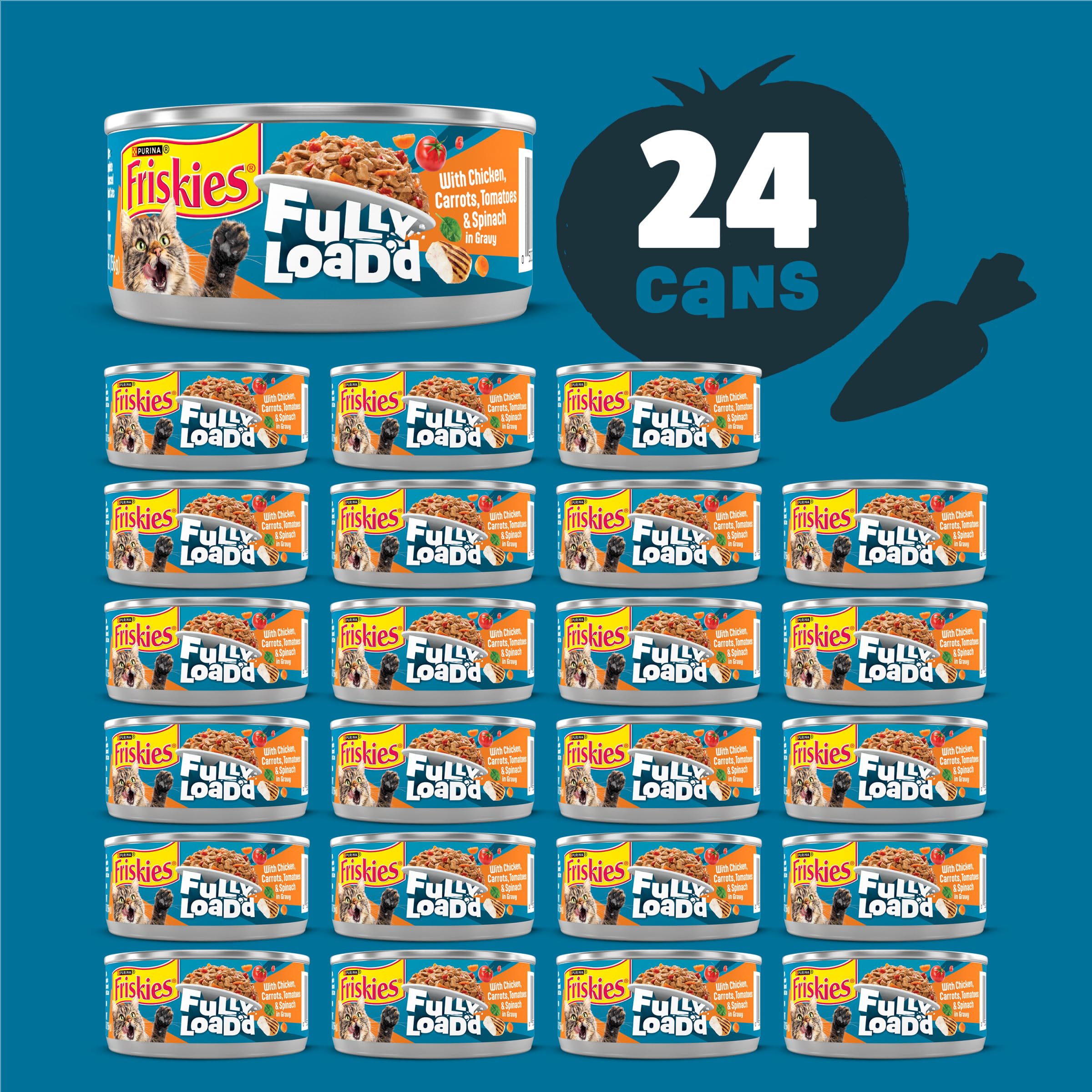 Morceaux de poulet en sauce Friskies avec légumes, texture généreuse et appétissante.
