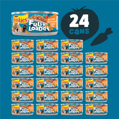 Morceaux de poulet en sauce Friskies avec légumes, texture généreuse et appétissante.