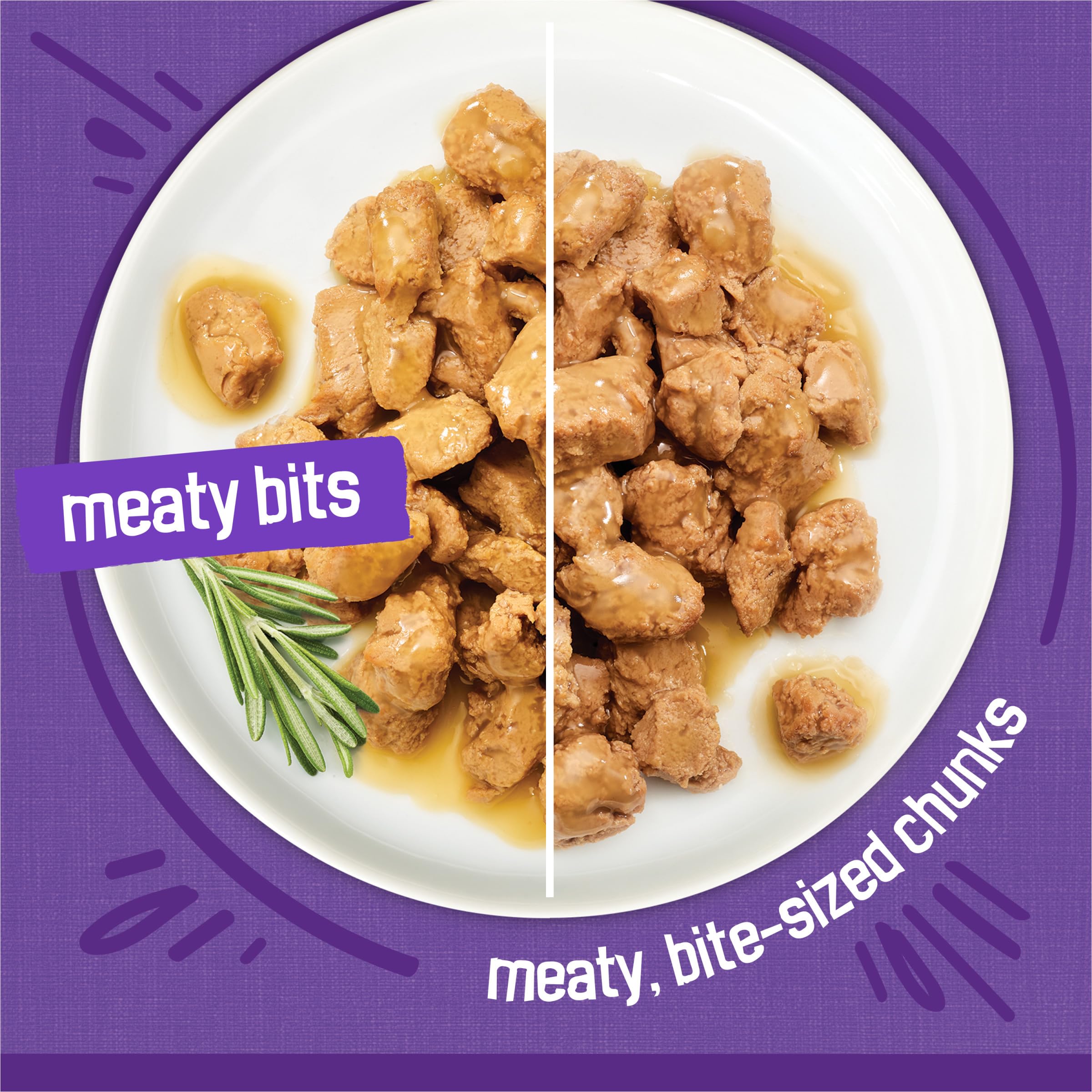 Purina Friskies Morceaux de Viande, textures tendres pour chats adultes.