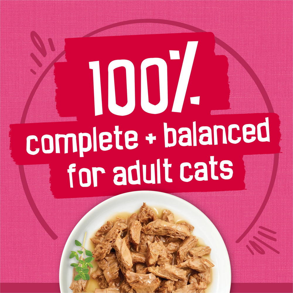 Étiquette Friskies mettant en avant des nutriments essentiels sans colorants.
