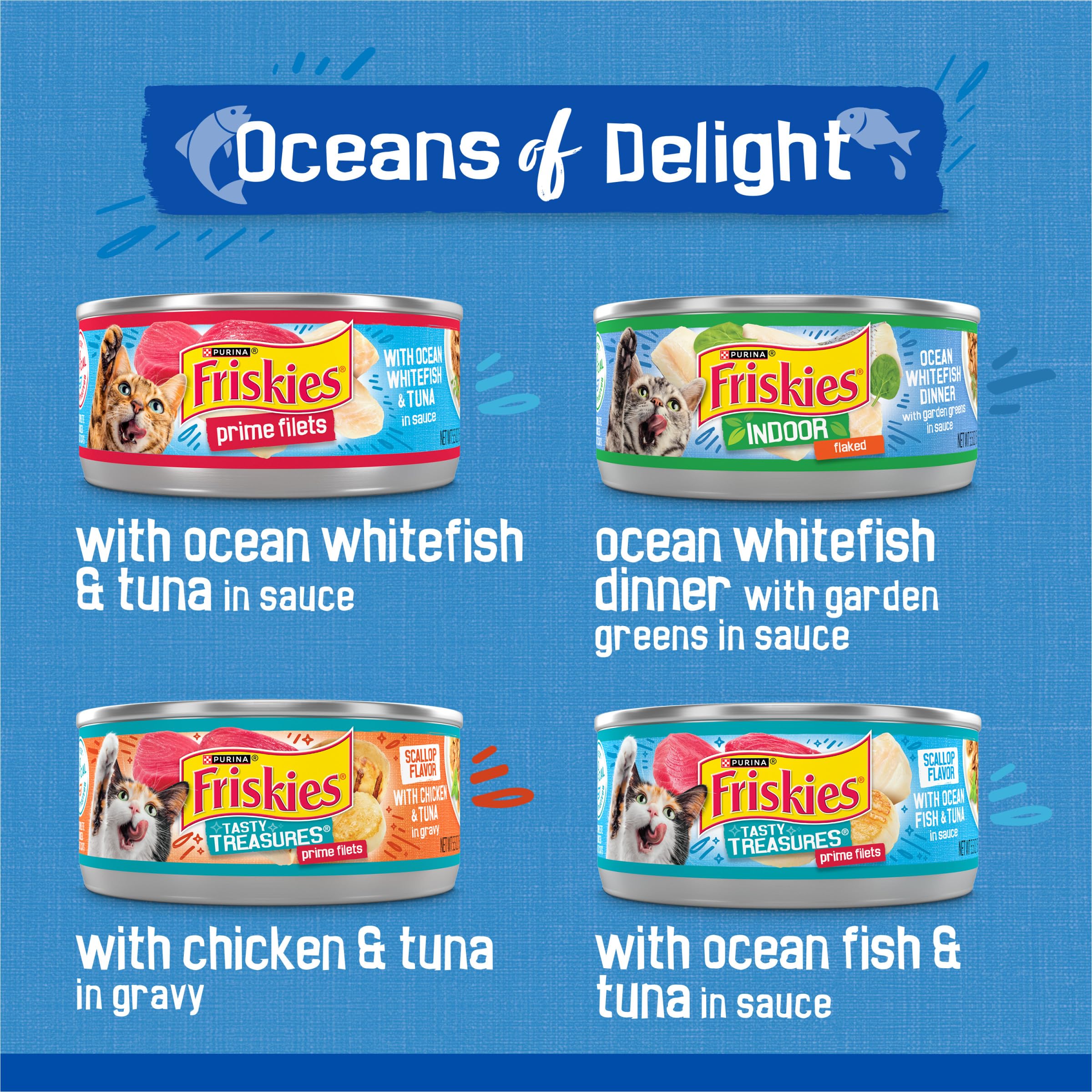 Friskies Océans Délice – service de la boîte avec gravy riche et nourrissant.
