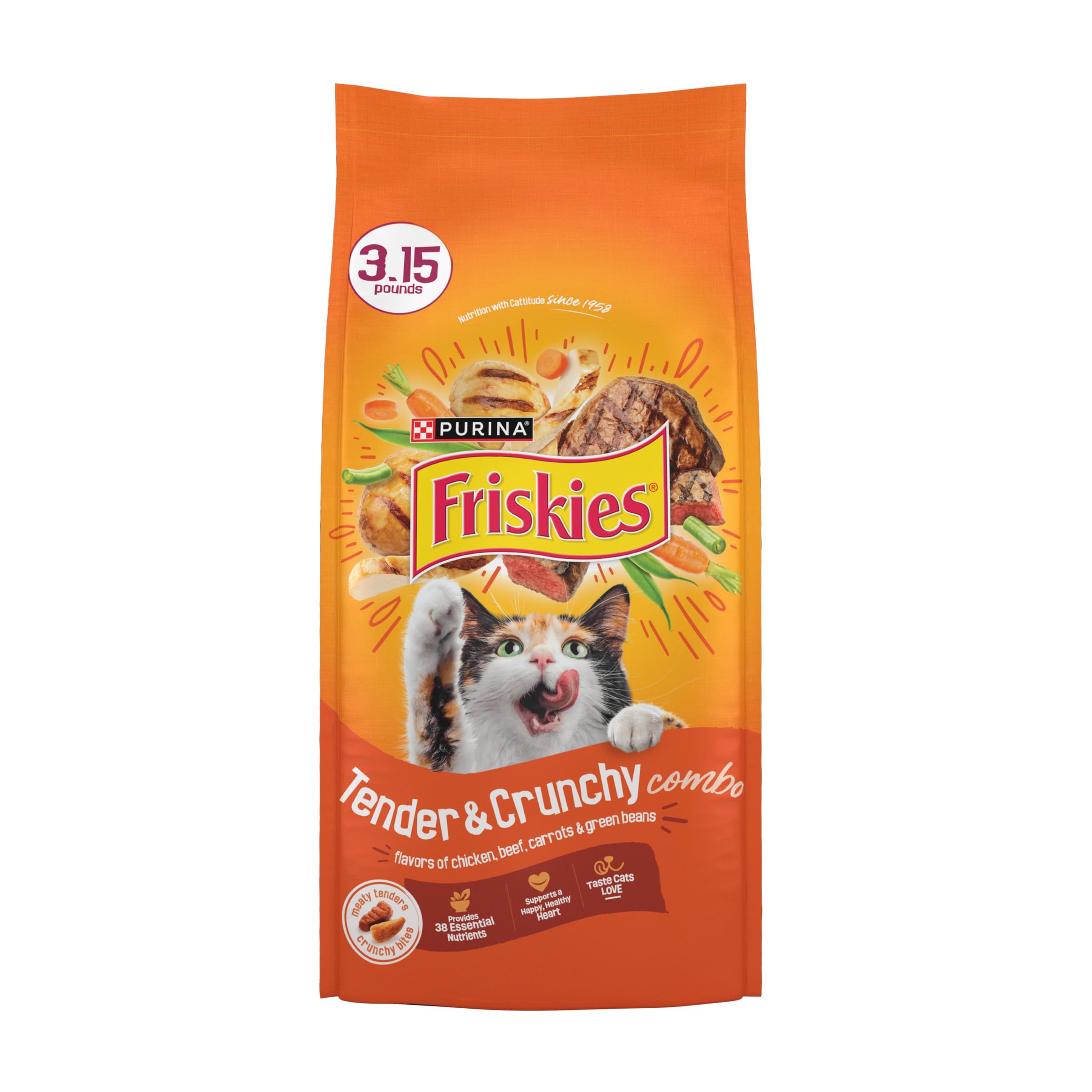 Pack Friskies Tender and Crunch'd quatre sacs 1,43 kg, pratique pour le quotidien.