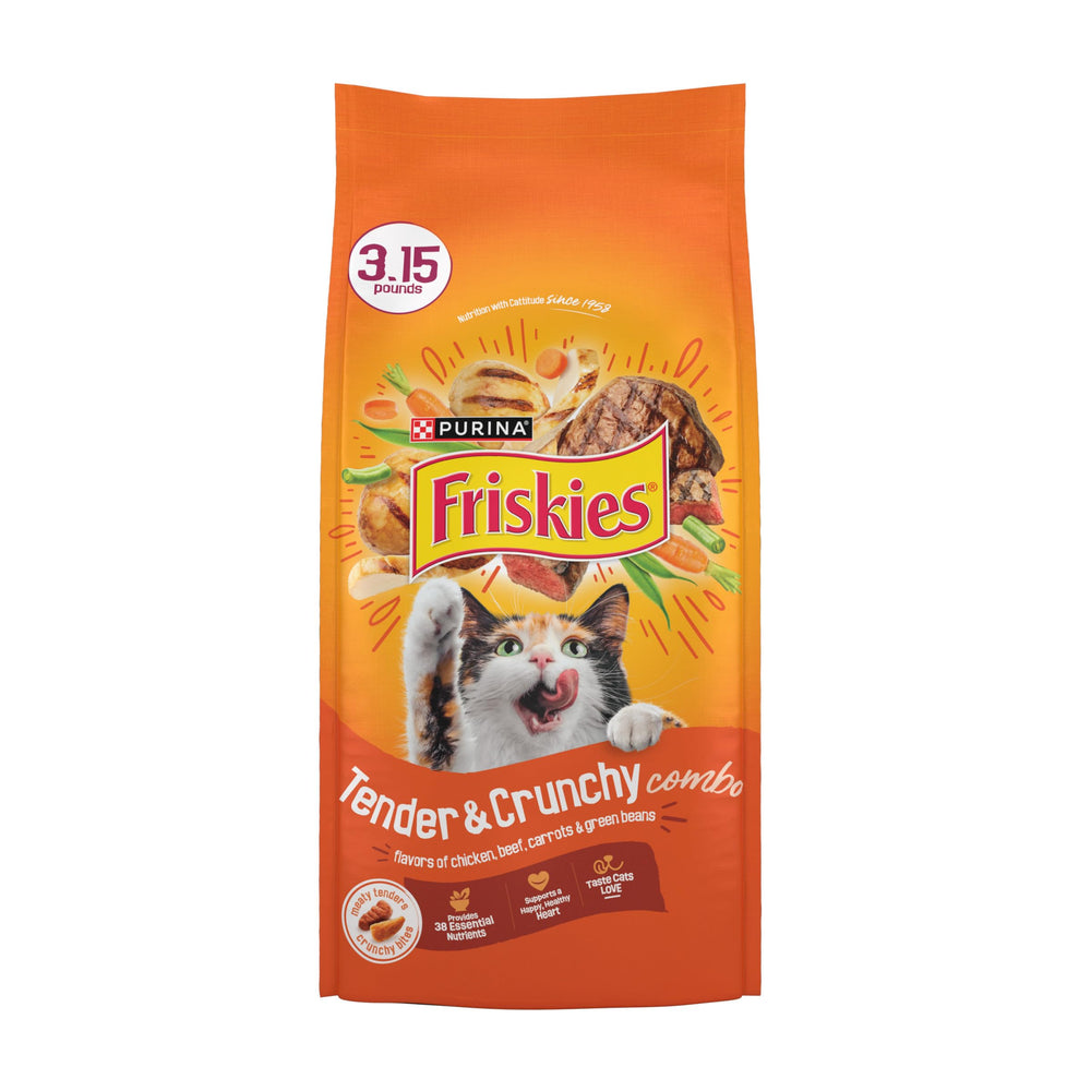 Pack Friskies Tender and Crunch'd quatre sacs 1,43 kg, pratique pour le quotidien.