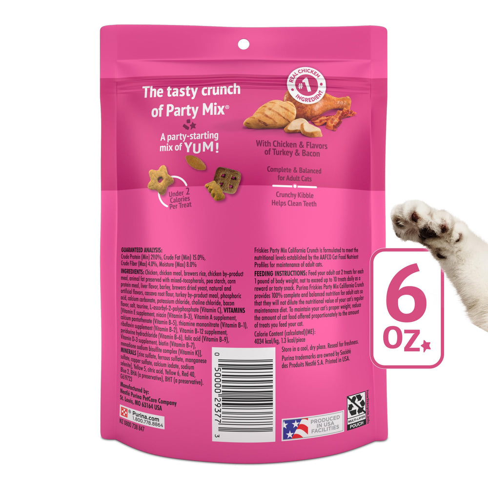 Purina Friskies Party Mix California Crunch chat adulte, récompense gourmande et adaptée.