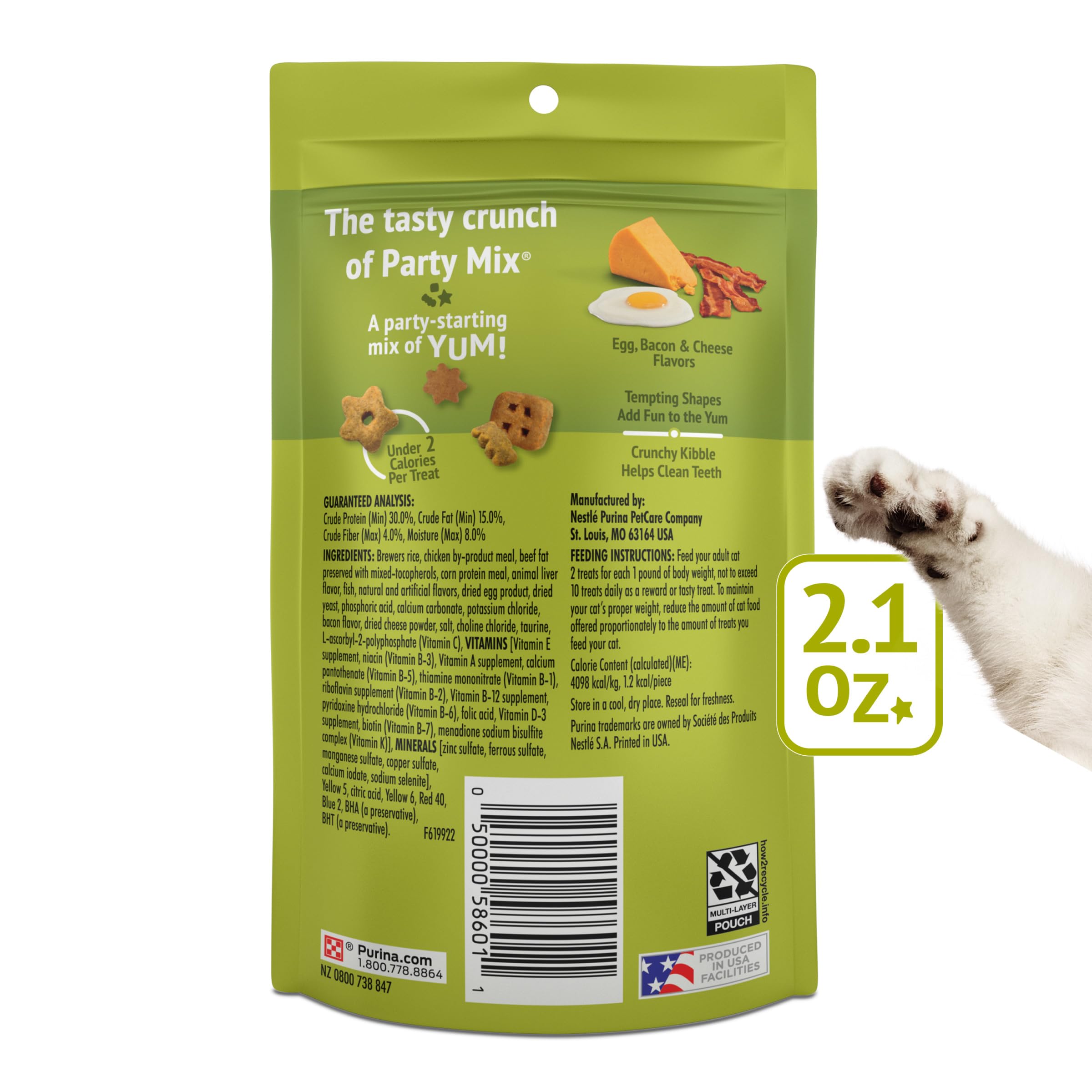 Sachet refermable des friandises Friskies Party Mix Crunch Morning Munch pour préserver la fraîcheur.