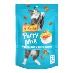 Friskies Party Mix langouste-fromage-macaroni: bouchée croquante et tendre.