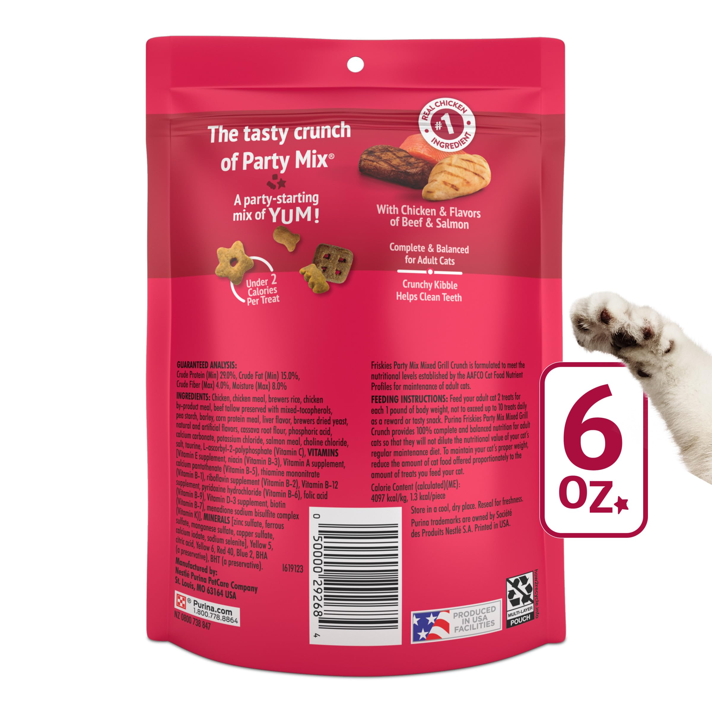 Friskies Party Mix lot de six sachets, format pratique.