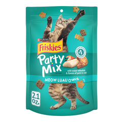 Friskies Party Mix Meow Luau Crunch – paquet : friandises croquantes faciles à saisir pour récompenser votre chat.