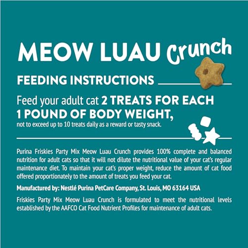 Portion idéale pour snacks équilibrés Friskies Meow Luau Crunch.