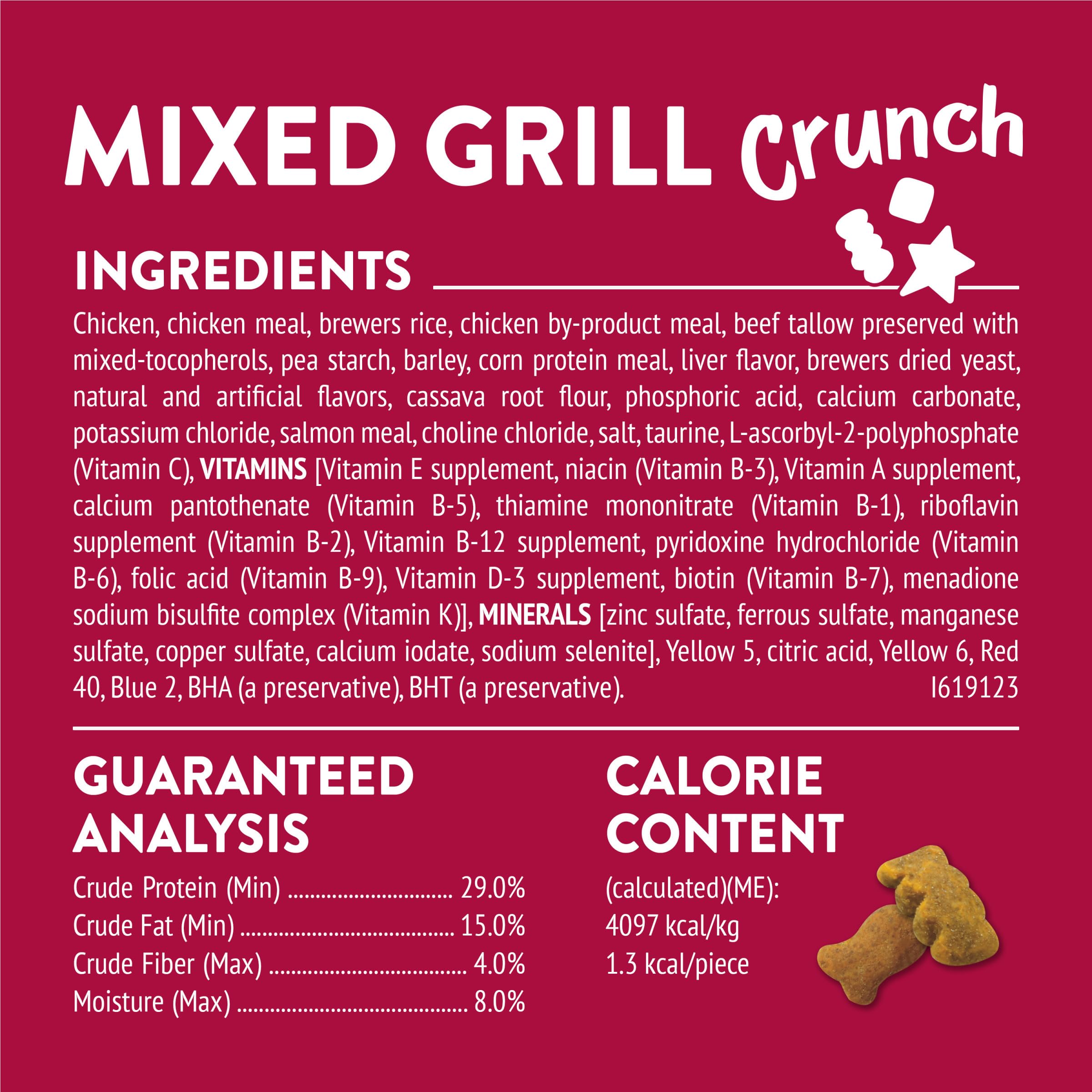 Friskies Party Mix moins de deux calories par friandise.