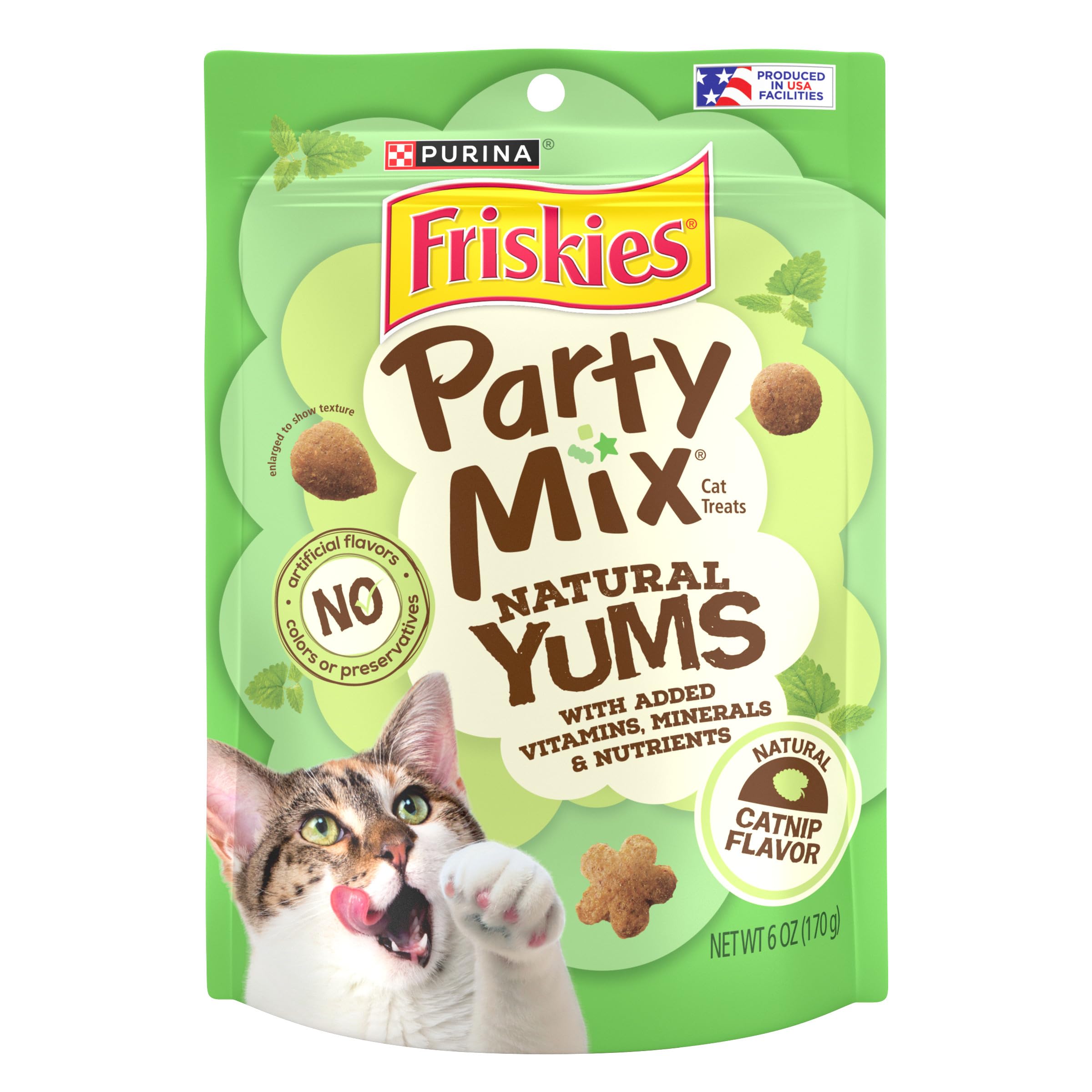Friskies Party Mix Natural Yums, paquet 6 oz, récompense quotidienne pour chat.