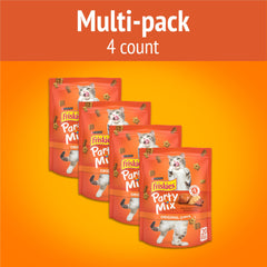 Friskies Party Mix Original Crunch formes divertissantes, stimulent le jeu du chat.