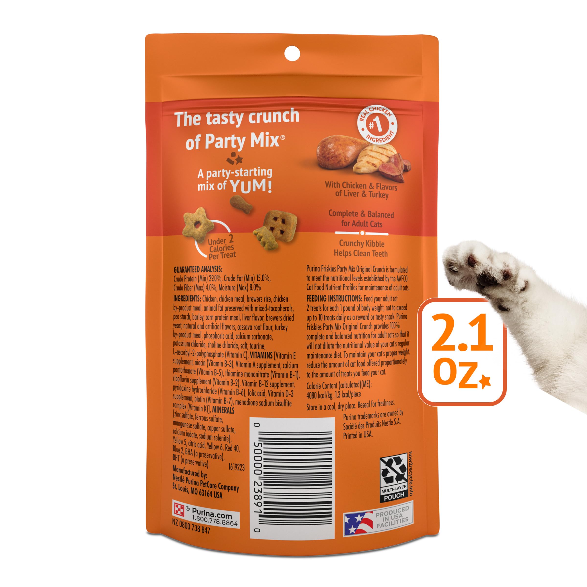 Friandises Friskies Party Mix Original Crunch – potentiel avantage dentaire lors du snack.