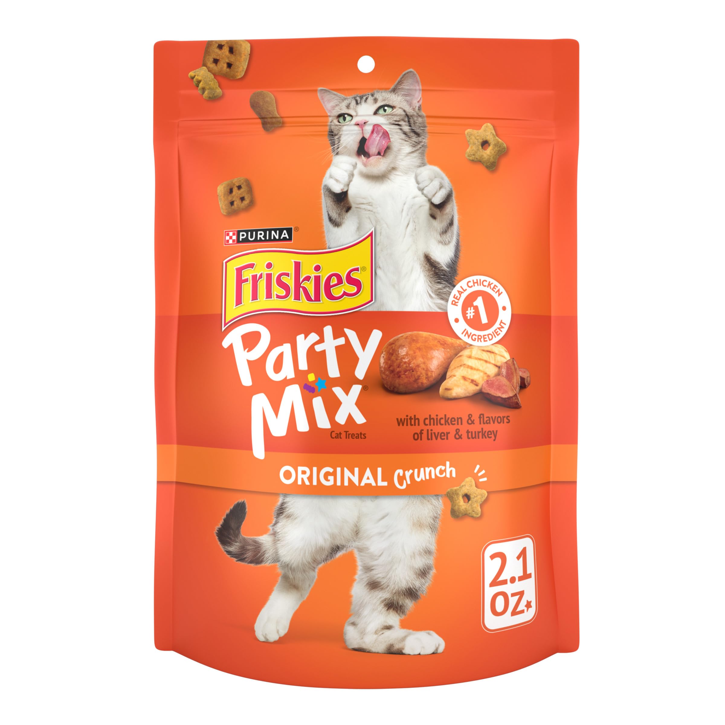 Friandises Friskies Party Mix Original Crunch – paquets de 10, pratique pour le goûter.