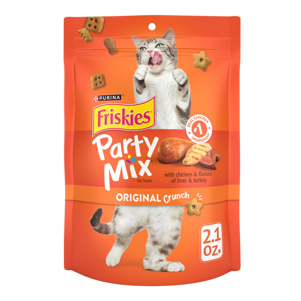 Friandises Friskies Party Mix Original Crunch – paquets de 10, pratique pour le goûter.