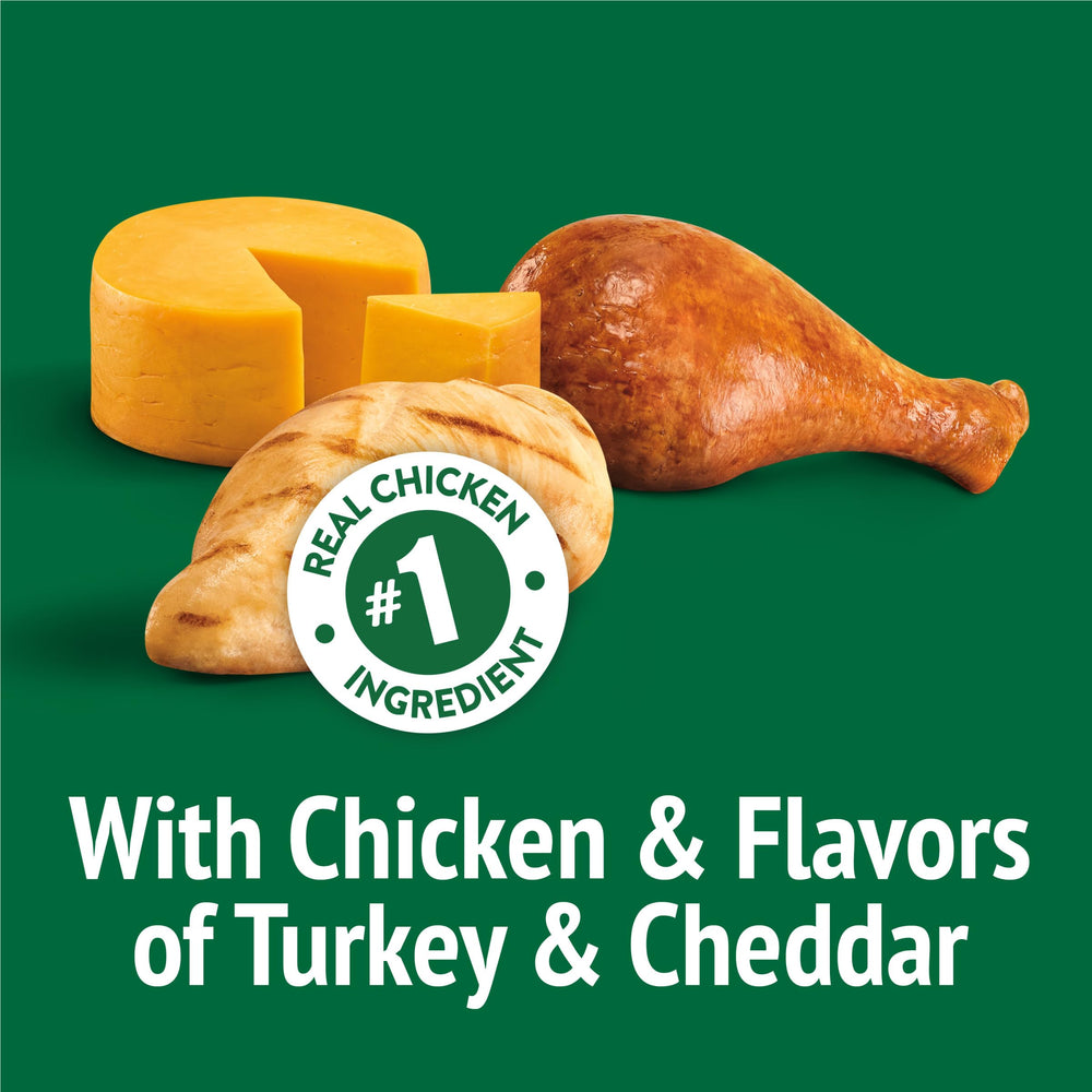 Saveurs dinde et cheddar apportant du goût à Purina Friskies Party Mix Picnic Crunch.