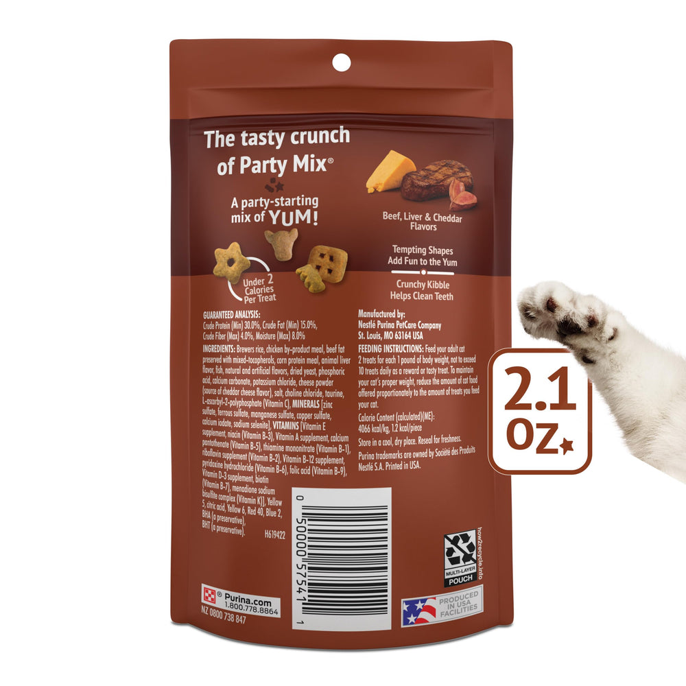 Friskies Purina Party Mix Wild West Crunch — forme amusante et attrayante pour les chats.