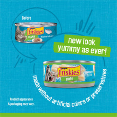 Friskies Mariner’s Catch pâté chat, assiette prête à servir pour un repas gourmand.