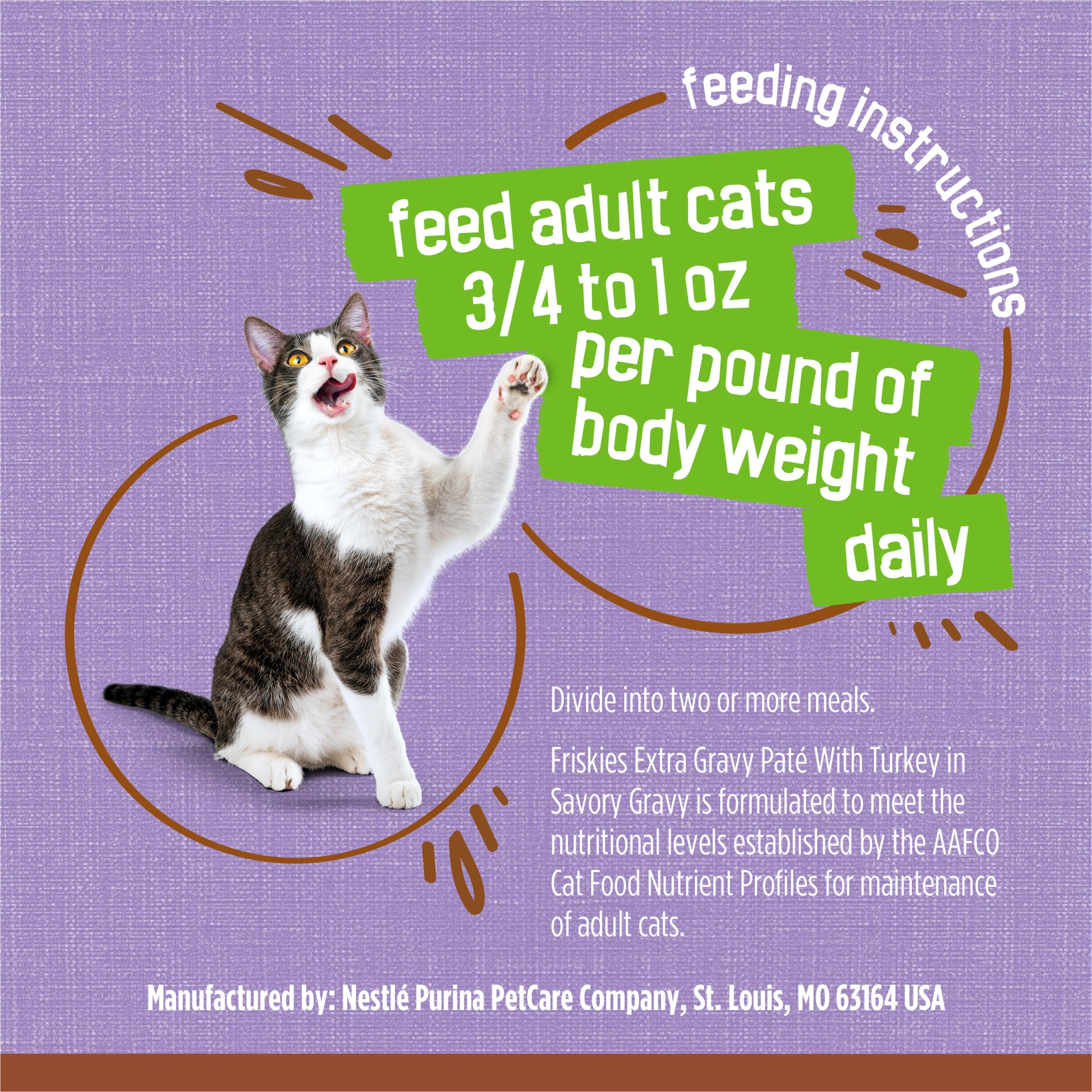 Purina Friskies Pâté dinde, sauce au jus, produit fabriqué dans des installations américaines.