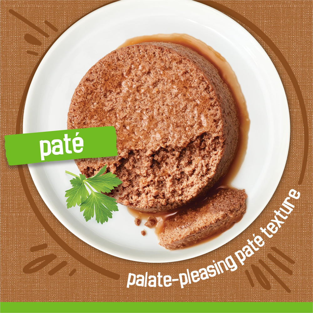 Purina Friskies, assiette chat avec pâté lisse et appétissant.