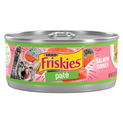 Friskies Pâté Saumon: boîte ouverte dégageant un arôme appétissant pour le chat.